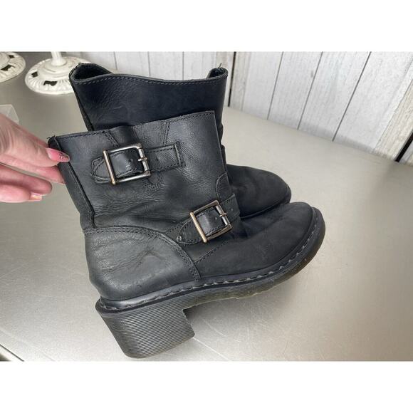 Dr Martens Moto Boots Black Leather Distressed Women’s 38 US 7 - Picture 3 of 6